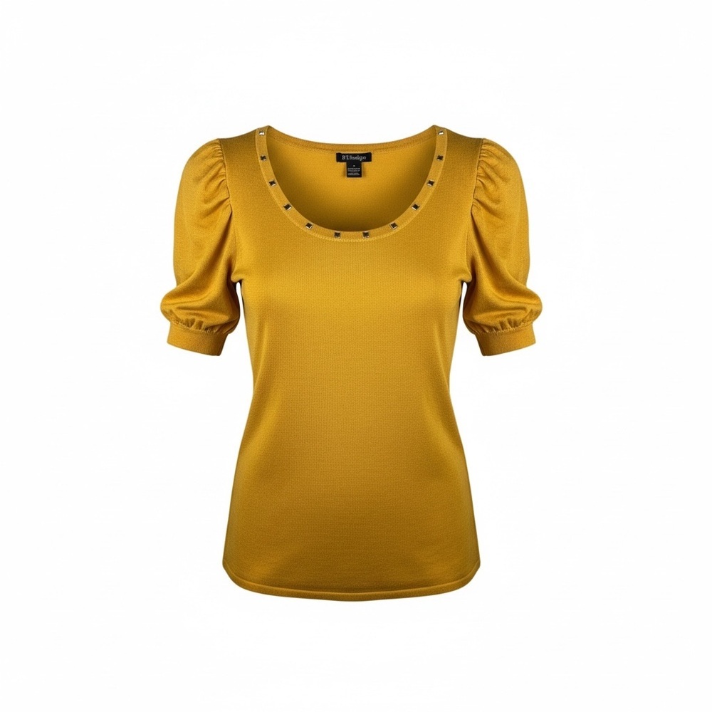 Elegant Mustard Puff Sleeve Blouse